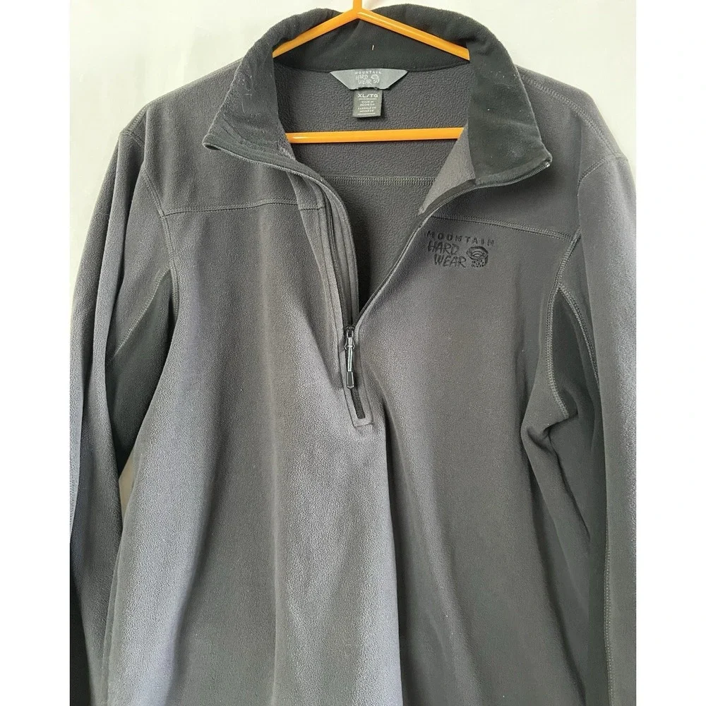 Mountain Hard‎ Wear Pullover Jacket Mens Gray XL 1/2 Zip Fleece Outdoor Hiking